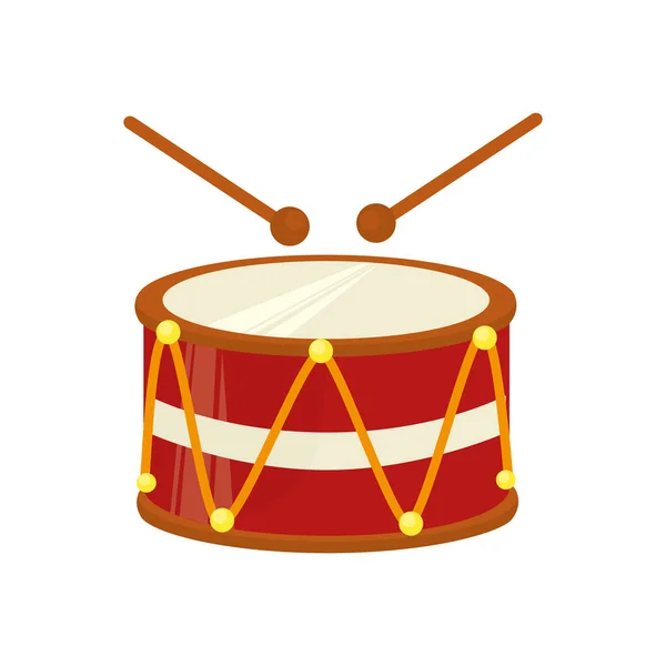 Drum instrument isolated icon — Stock Vector