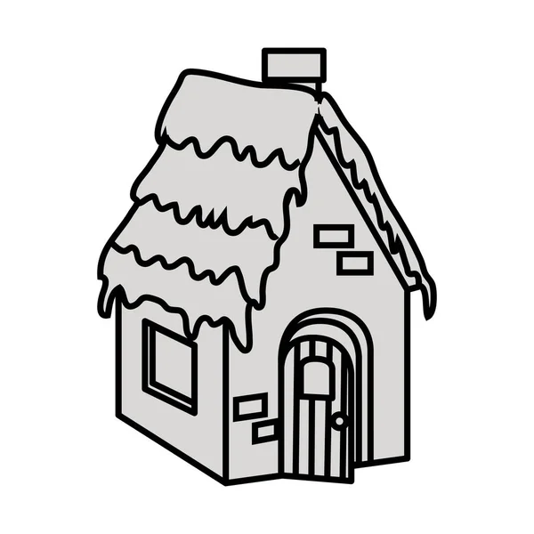 Huis in de winter geïsoleerd pictogram — Stockvector