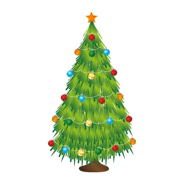 Gelukkig merry christmas tree kaart — Stockvector