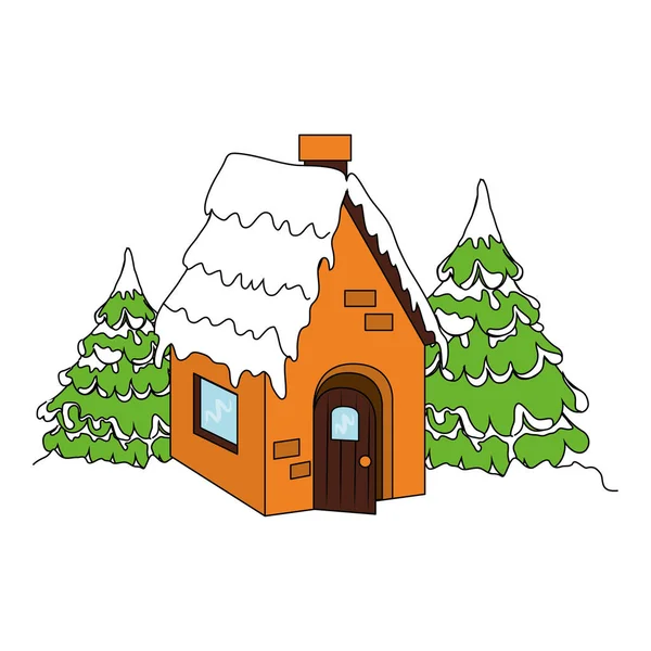 Huis in de winter geïsoleerd pictogram — Stockvector