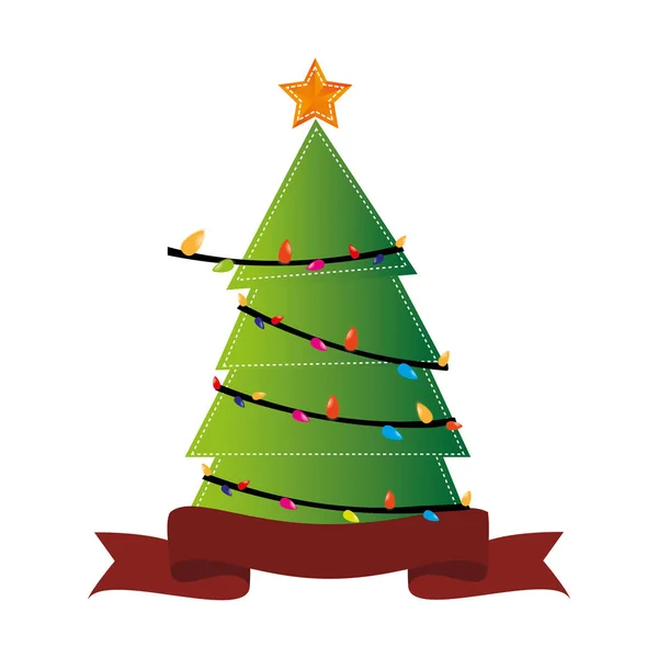 Glad merry christmas tree kort — Stock vektor