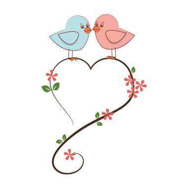 kuşlar romantik kartı simgesi
