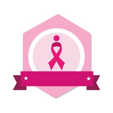 Altıgen şekil etiketi simgesi meme kanseri ile pembe