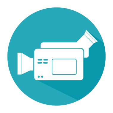 siluet videocamera simge ve el ile dairesel kenarlık