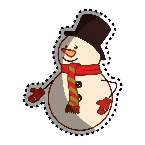 Feliz feliz feliz navidad muñeco de nieve tarjeta — Vector de stock