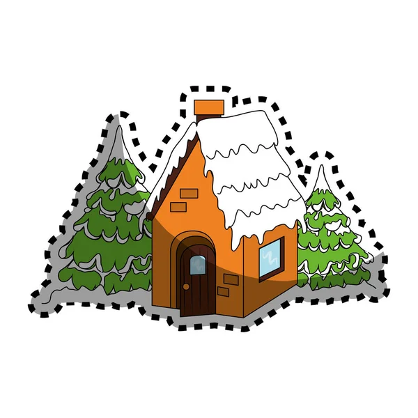 Maison en hiver icône isolée — Image vectorielle
