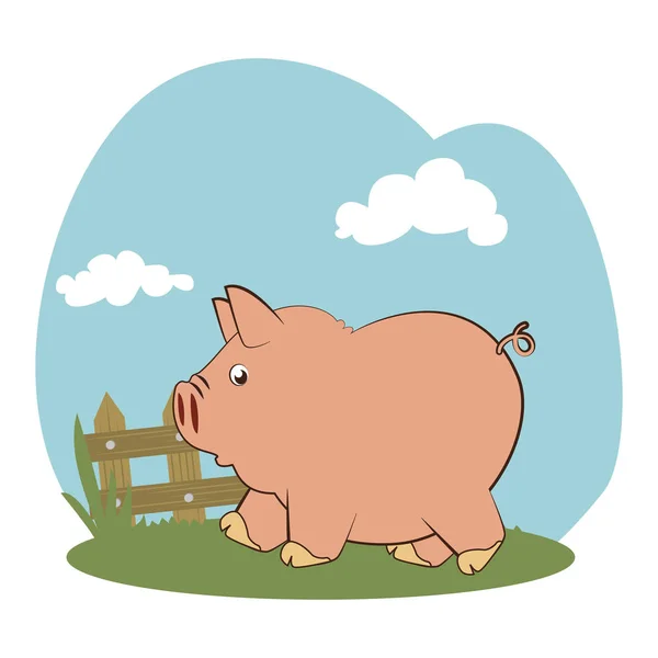 Piggy character funny icon — Stock Vector