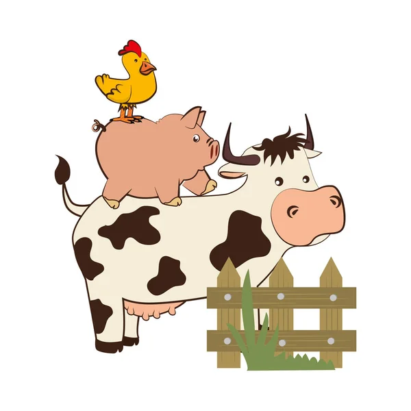 Animal farm in field — Stock Vector