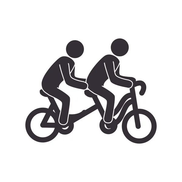 Set with bicycle tandem and people pictograms — Stock Vector