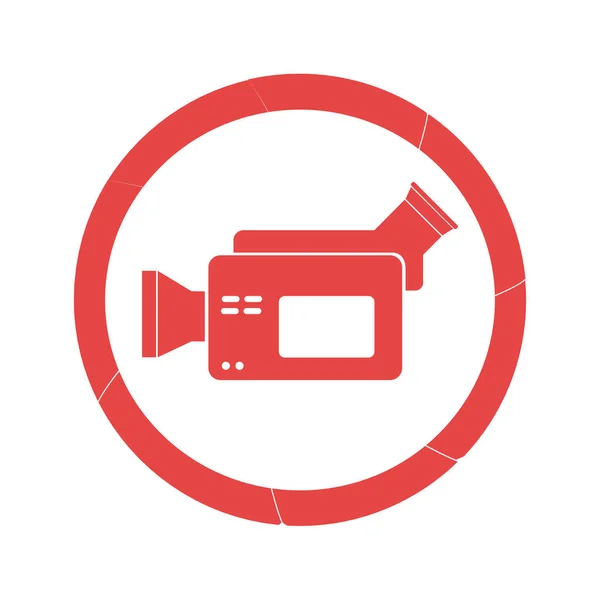 Cirkelvormige rand met videocamera pictogram en hand — Stockvector