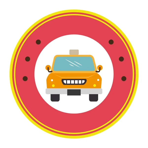 Bordure circulaire avec vue frontale taxi avec étoiles — Image vectorielle