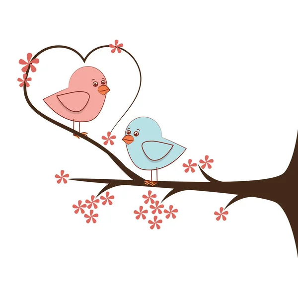 Birds romantic card icon — Stock Vector