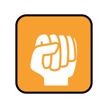 kapalı yumruk açık manzaralı kare düğme