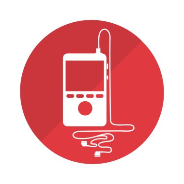 taşınabilir müzik cihazı ve kulaklık ile yuvarlak çerçeve