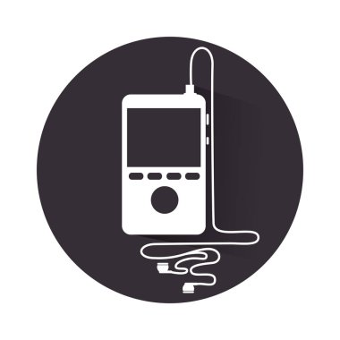 taşınabilir müzik cihazı ve kulaklık ile siyah yuvarlak çerçeve