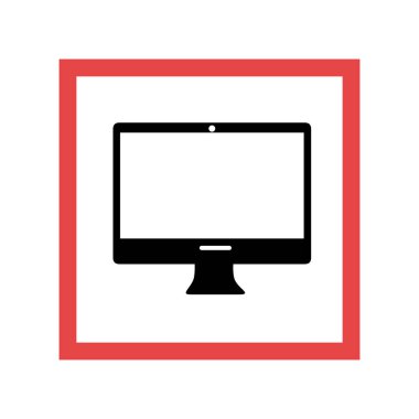 Masaüstü bilgisayar siyah kontur ile kare çerçeve