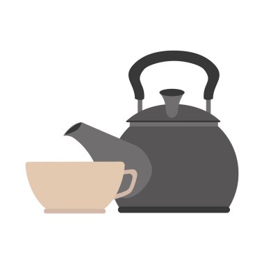 çay çaydanlık ve porselen kupa ile renkli siluet