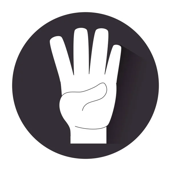Borda circular com a mão em forma número quatro — Vetor de Stock