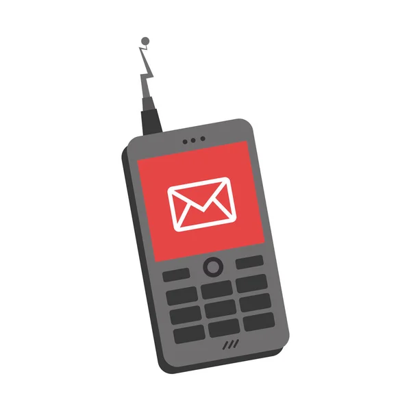Silueta icono del dispositivo de comunicación personal con enviar mensaje — Vector de stock
