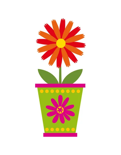 Flor en un icono de olla — Vector de stock