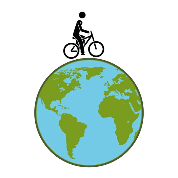 Силуэт цвета с и человек в экологическом велосипеде — стоковый вектор