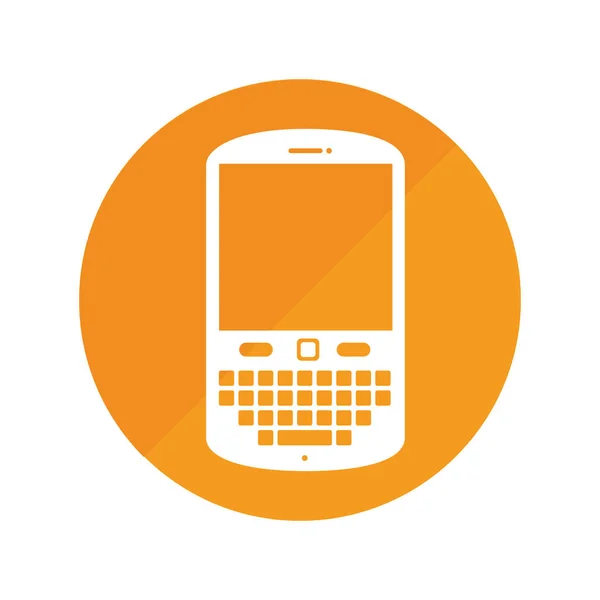 Marco redondo con teléfono celular con teclado — Vector de stock