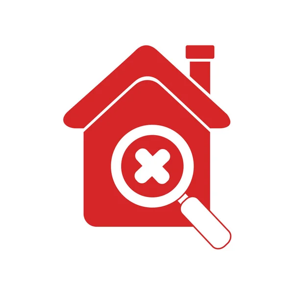 Casa monocromática com círculo com marca x —  Vetores de Stock
