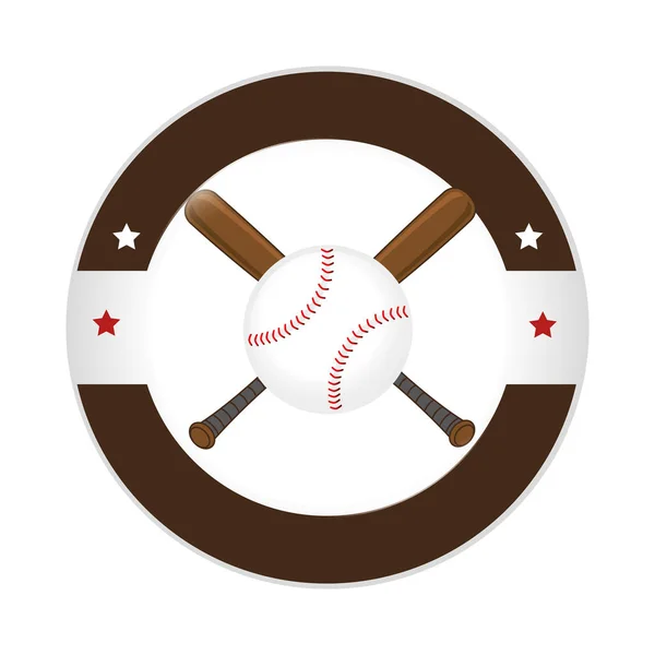 Cadre circulaire avec balle et batte de baseball — Image vectorielle