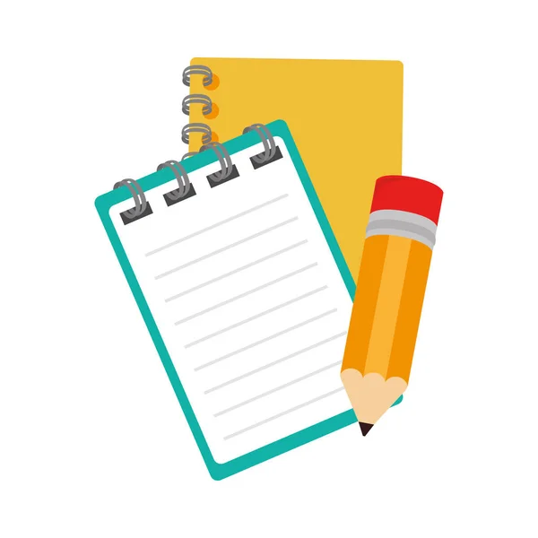 Χρώμα σιλουέτα με ΣΠΙΡΑΛ σημειωματάριο και μολύβι — Διανυσματικό Αρχείο
