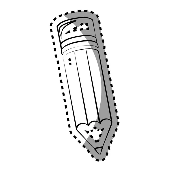 Monochrome contour sticker with pencil — Stock Vector