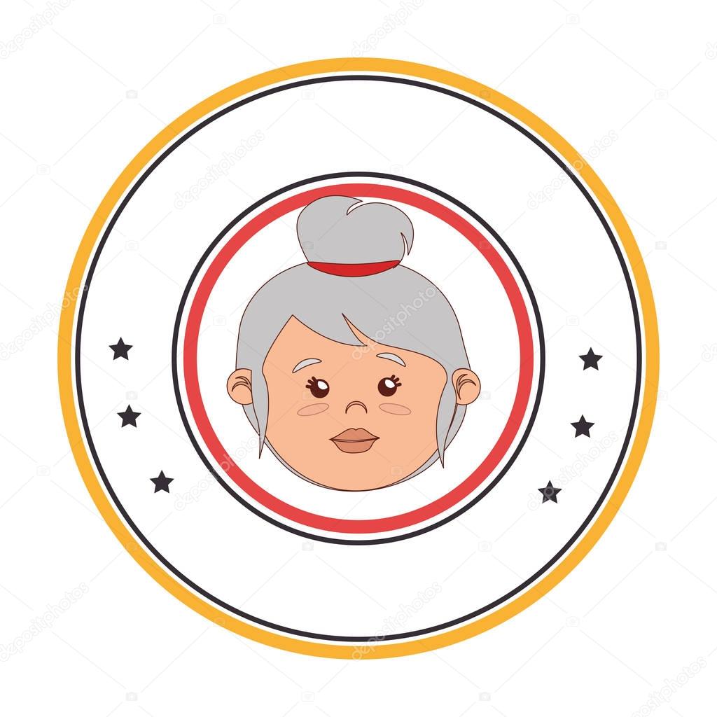 circular border with front face elderly woman
