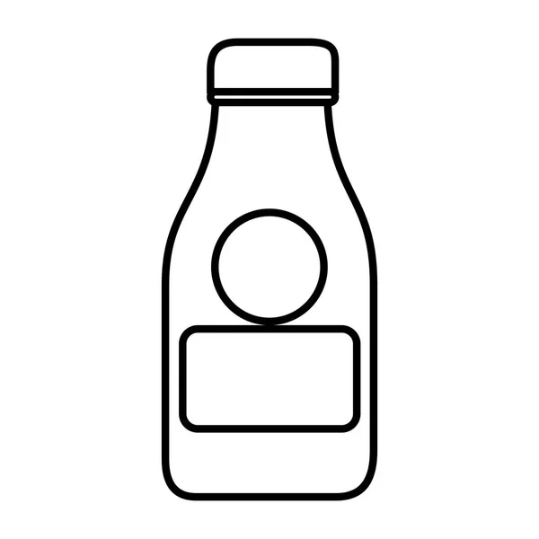 Silhouette with glass bottle of milk — Stock Vector