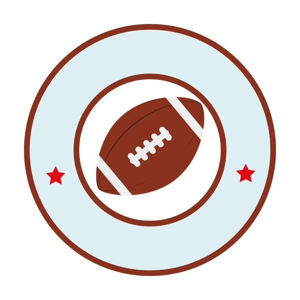 Colorato emblema circolare con palla da calcio ed etichetta — Vettoriale Stock
