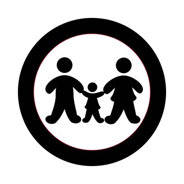 tek renkli dairesel sınır siluet aile ile