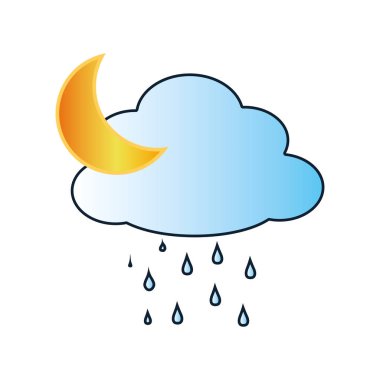 Yağmur ve ay simge ile renkli bulut