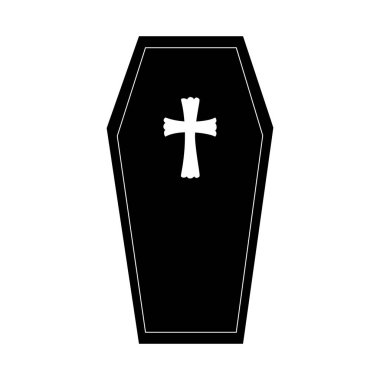 tek renkli grafik Cadılar Bayramı tabutuyla