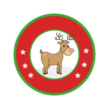 Ren geyiği ile renk dairesel çerçeve