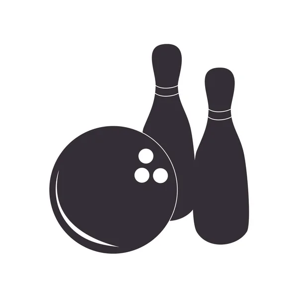 Icônes de jeu de bowling silhouette noire — Image vectorielle