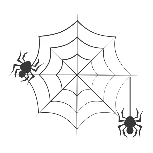 Monochrome achtergrond halloween en spinnen — Stockvector