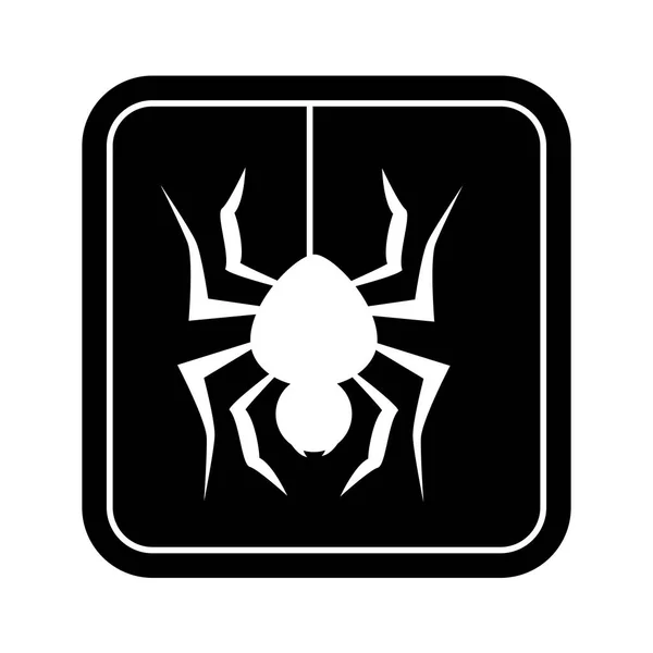 Μονόχρωμη τετράγωνο σιλουέτα με αράχνη — Διανυσματικό Αρχείο
