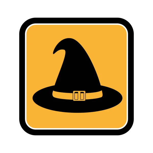 Marco cuadrado de Halloween con sombrero de bruja — Vector de stock