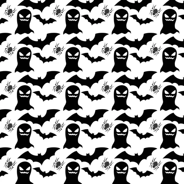 Monokrom bakgrundsmönster med halloween design — Stock vektor