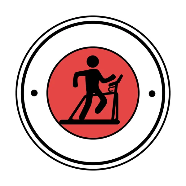 Pictogram circular frame with man in treadmill — Stock Vector