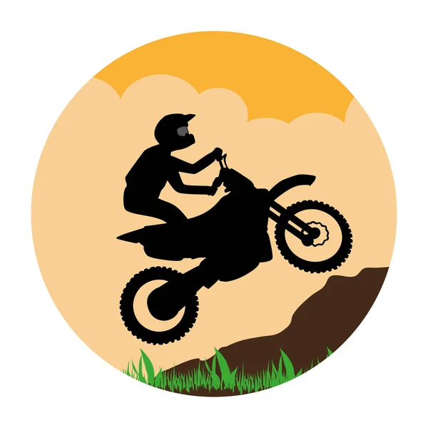 Paisaje circular con motociclista deportivo — Vector de stock