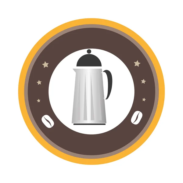 Emblème circulaire avec pot de café — Image vectorielle