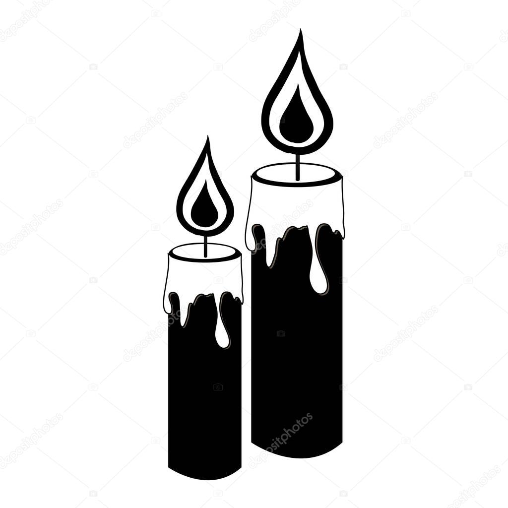 monochrome silhouette with pair of candles