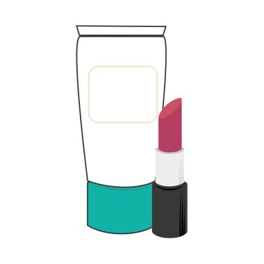cream bottle and lipstick beauty products clipart