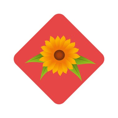 Ayçiçeği ve yaprakları ile elmas sınır