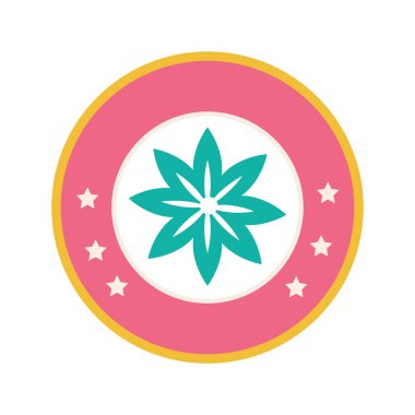 renkli dairesel sınır simgesiyle yıldız şekli siluet şekil çiçek çiçek