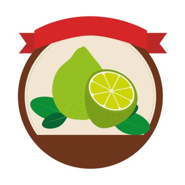 küme koleksiyon limon meyve ve etiket ile dairesel şekil